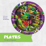 Teenage Mutant Ninja Turtle Party Decorations | 16 Plates & 16 Napkins | Officially Licensed | NInja Turtle Birthday Party Supplies | TMNT Mutant Mayhem Movie