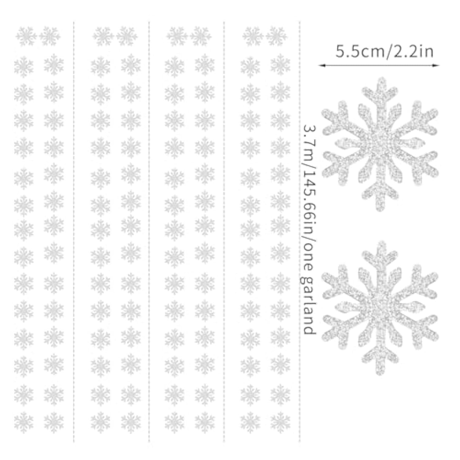 Snowflake-Snow Silver Christmas Party-Decoration Garland - 52Ft Frozen Winter Wonderland Ornaments Hanging Paper Streamers,New Years Birthday Baby Shower Wedding Holiday Ceiling Decor