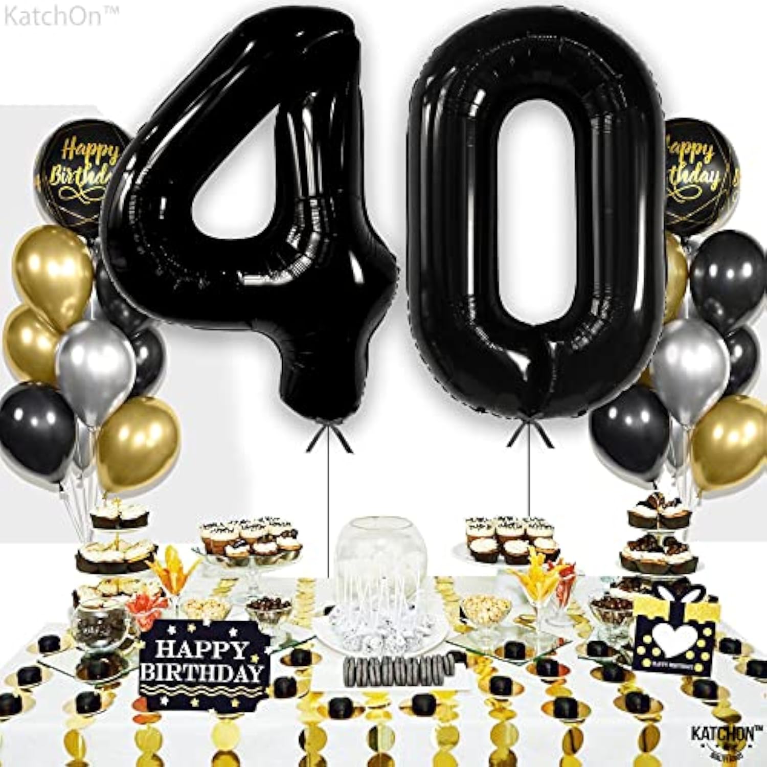 , Giant Black 40 Balloon Numbers - 40 Inch | 40Th Balloons For Men, 40Th Birthday Balloons | Happy 40Th Birthday Decorations For Men, Women | Black Birthday Decorations