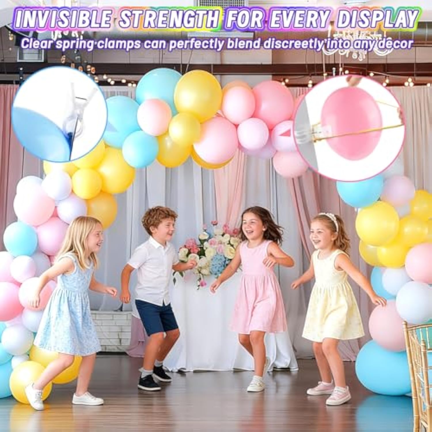 20 Pack Large Balloon Arch Clips, 3.5" Plastic Transparent Backdrop Spring Clamps, Heavy Duty Clip For Balloon Arch Kit Birthday Holidays Decoration Crafts Woodworking Photography Studios
