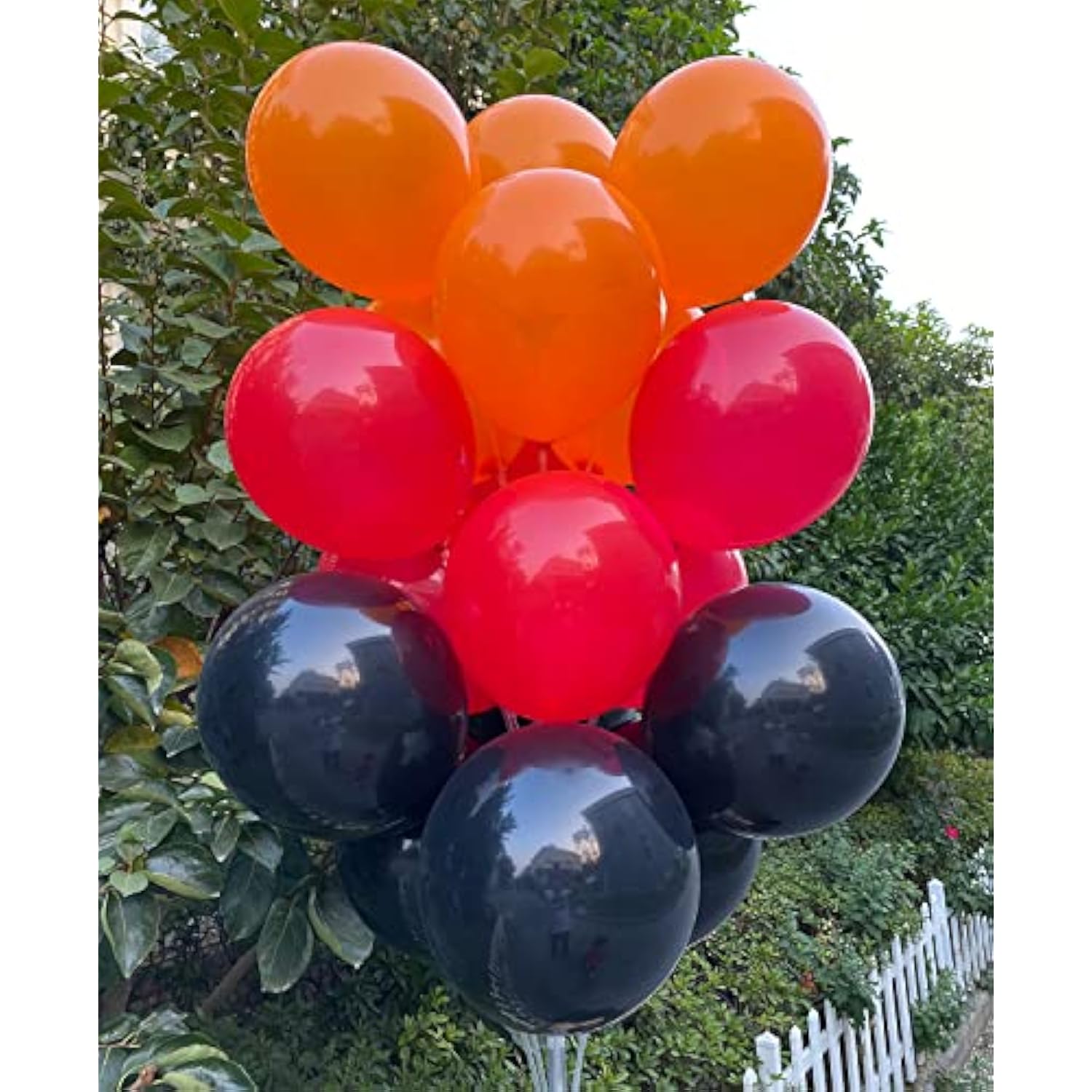 60pcs 12in Black Orange Red Latex Balloons for Graduation Halloween & Party