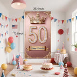 Happy 50St Birthday, Boys And Girls. Pink Rose Gold Crown Flag Background Decoration, Poster Background Photo, Booth Prop Decoration, Used For Birthday Parties, Wedding Anniversaries