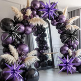Purple Black Star Balloons, 22/27 Inch Black And Purple Star Shaped Balloons, Aluminum Foil Balloon, Cone Spike Balloon For Halloween Theme Birthday Graduation Baby Shower Wedding Decorations