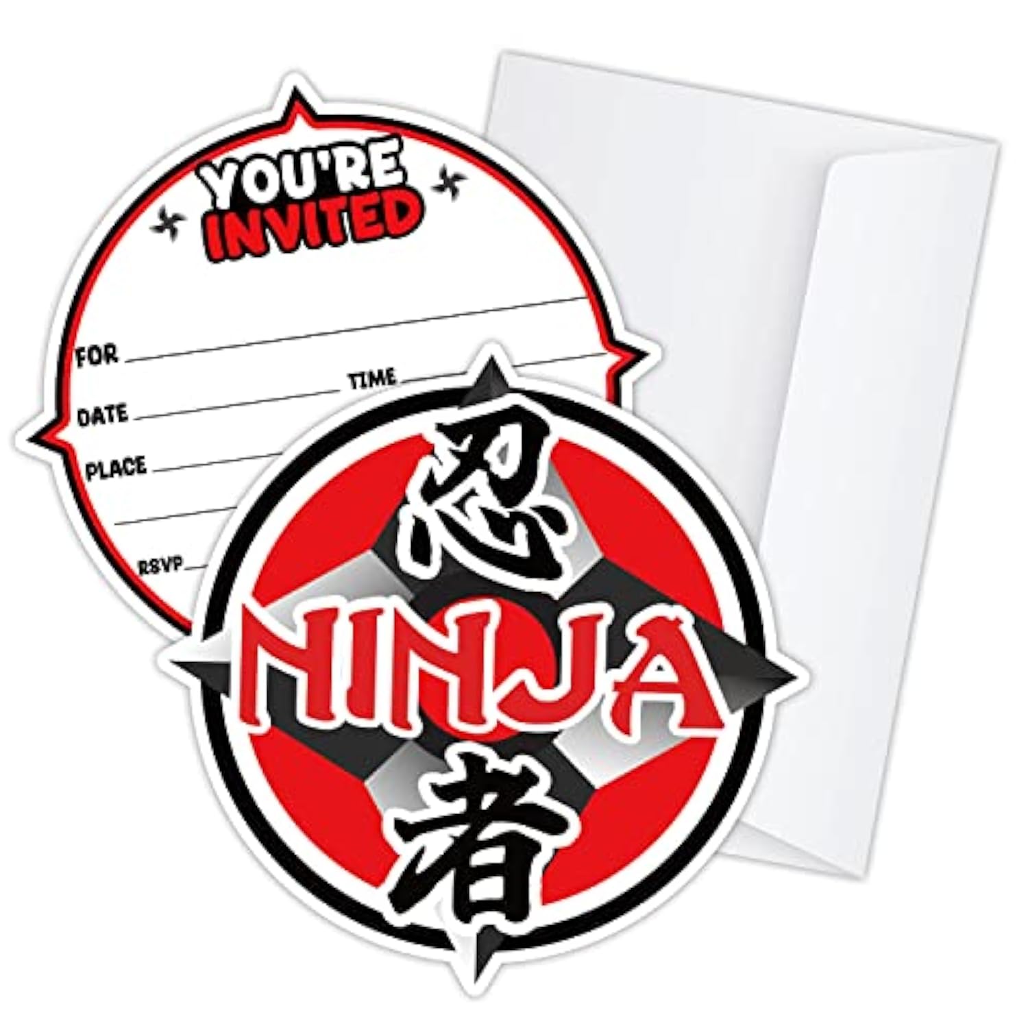 Karate Ninjas Birthday Invitations, Ninja Samurai Shaped Birthday Party Invitation Cards For Kids Girls Boys Adults, Ninja Birthday Party Decorations -(20 Sets 4" X 6" Cards With Envelopes) - Jy572