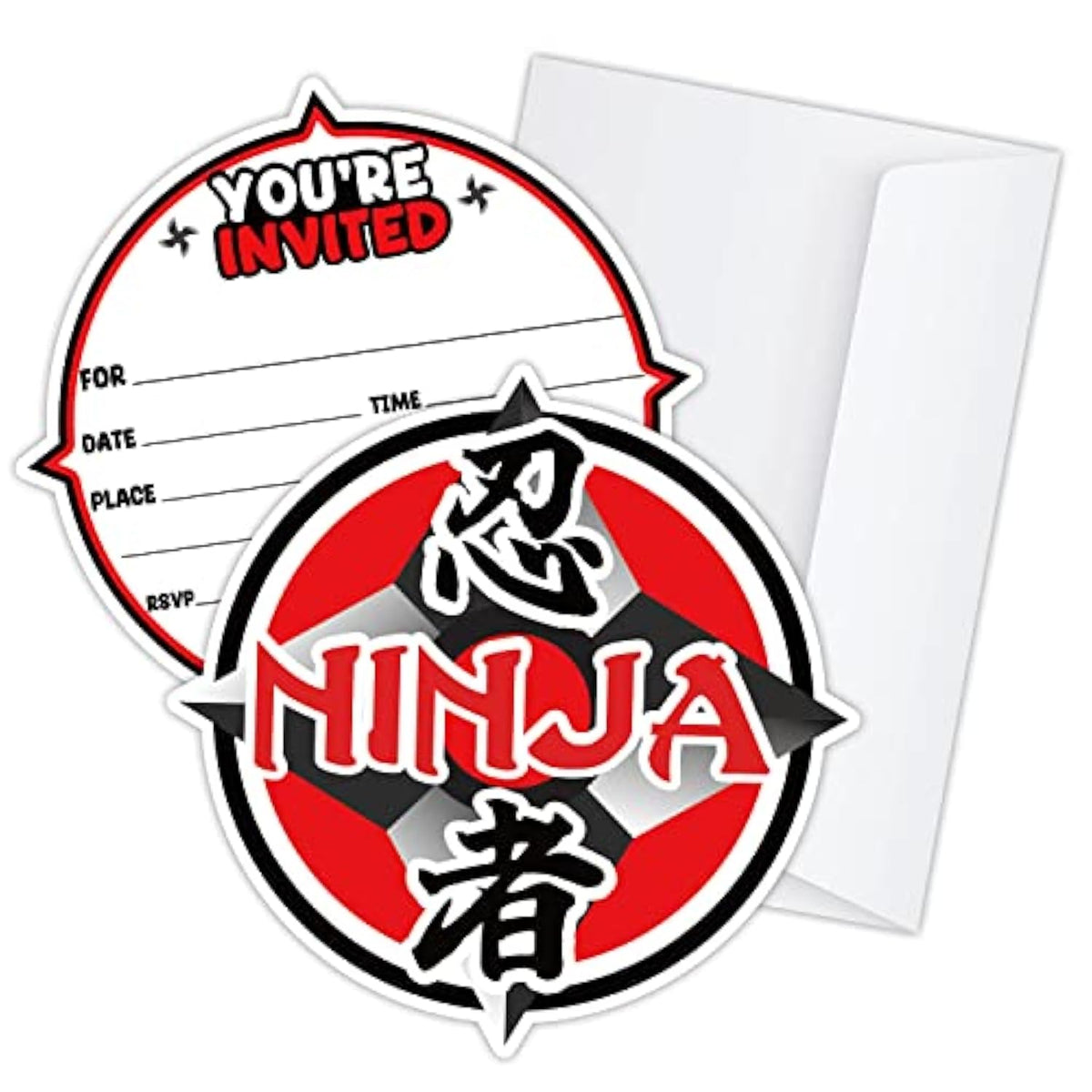 Karate Ninjas Birthday Invitations, Ninja Samurai Shaped Birthday Party Invitation Cards For Kids Girls Boys Adults, Ninja Birthday Party Decorations -(20 Sets 4" X 6" Cards With Envelopes) - Jy572