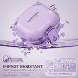 For Samsung Galaxy Buds Pro 2 Case/Galaxy Buds Fe Case/Galaxy Buds 2/Galaxy Buds Pro/Galaxy Buds Live,With Safety Lock Housing,Accessories With Keychain/Silicone Wrist Strap - Purple