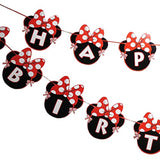 Minnie Themed Happy Birthday Banner Red Bow Polka Dots 1St Birthday Decoration