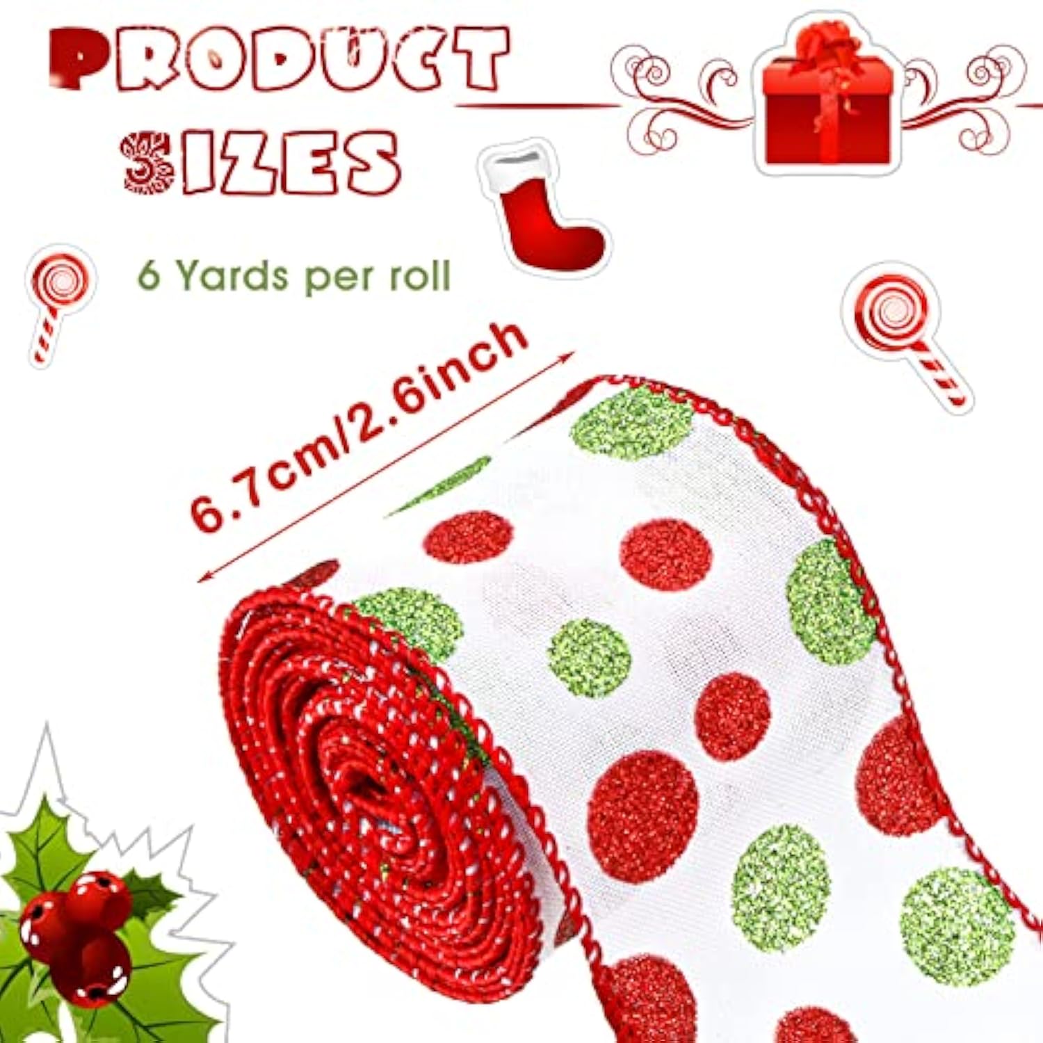 3 Rolls 18 Yard Wired Ribbon Glitter Burlap Ribbon With Wired Edge Red