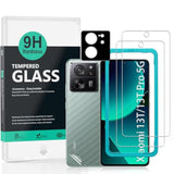 2 Pack Screen Protector For Xiaomi 13T/13T Pro 5G 6.67",9H Hardness Tempered Glass,With 1Pc Camera Lens Protector,1Pc Back Carbon Fiber Film