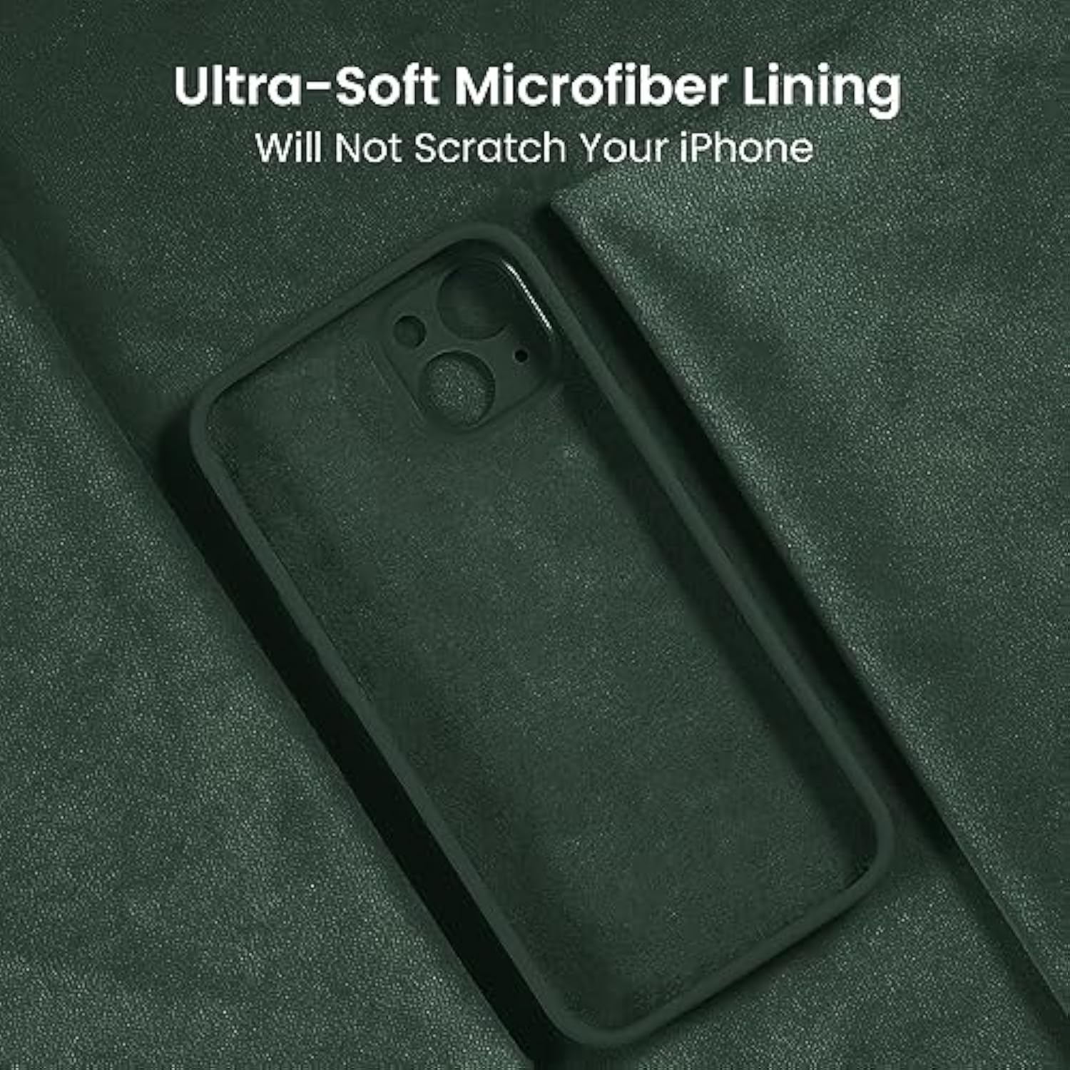 iPhone 15 Silicone Case with Camera & 2 Screen Protectors 6.1in Alpine Green
