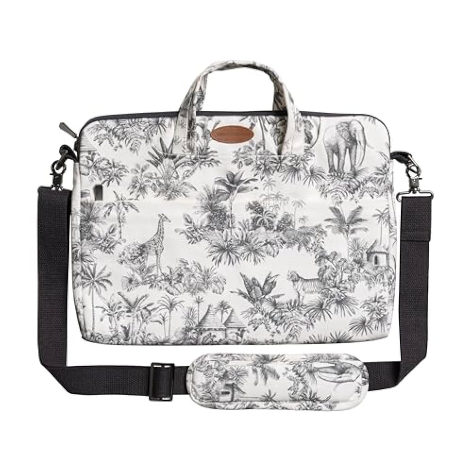 Maison D'Hermine Laptop Sleeve Bag Upto 13.5 Inch Stain And Water Repellent Cotton Canvas - Savana Jouy - Black