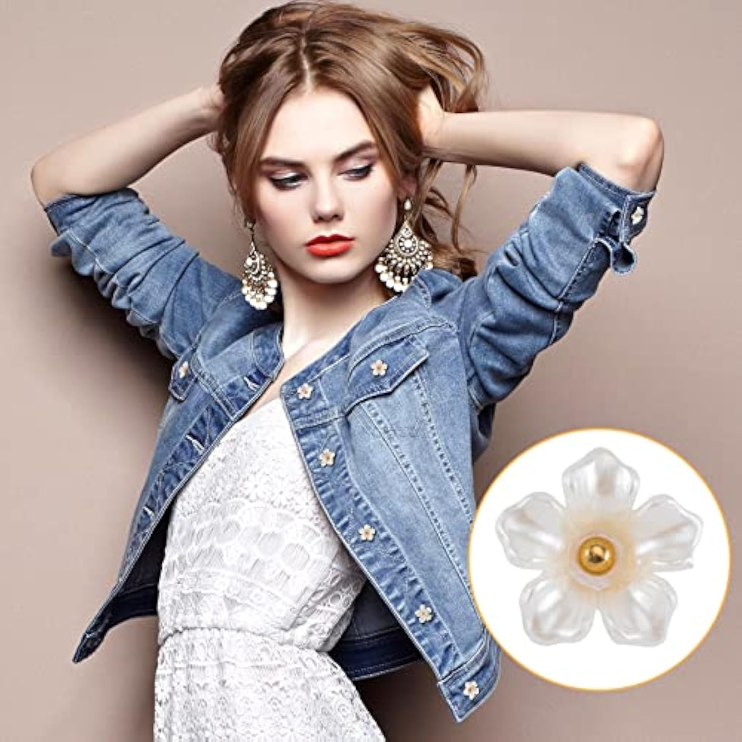 100 Pack 13Mm Resin Flower Shape Sewing Buttons For Crafts Making, Clo