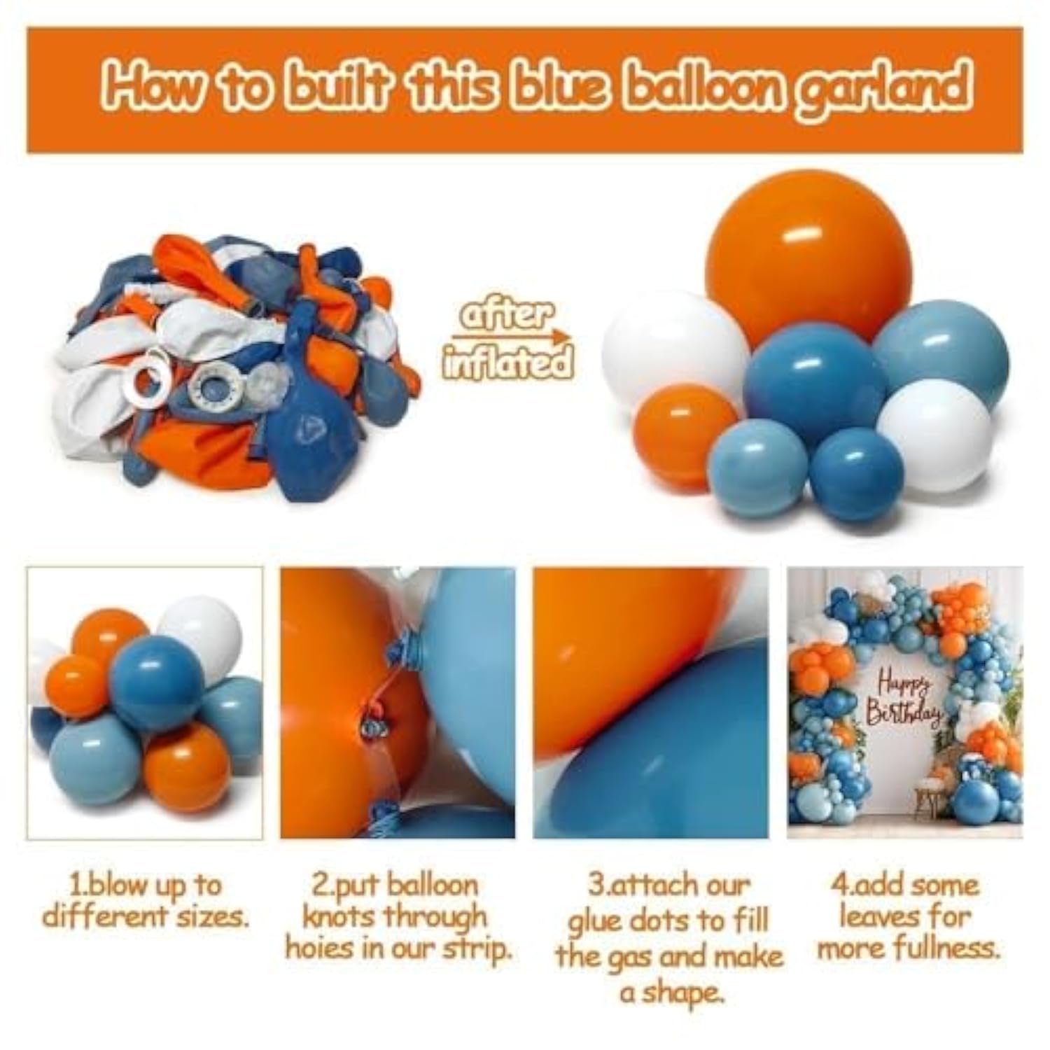 Fall Balloon Arch Kit: Burnt Orange, Blue & White Garland