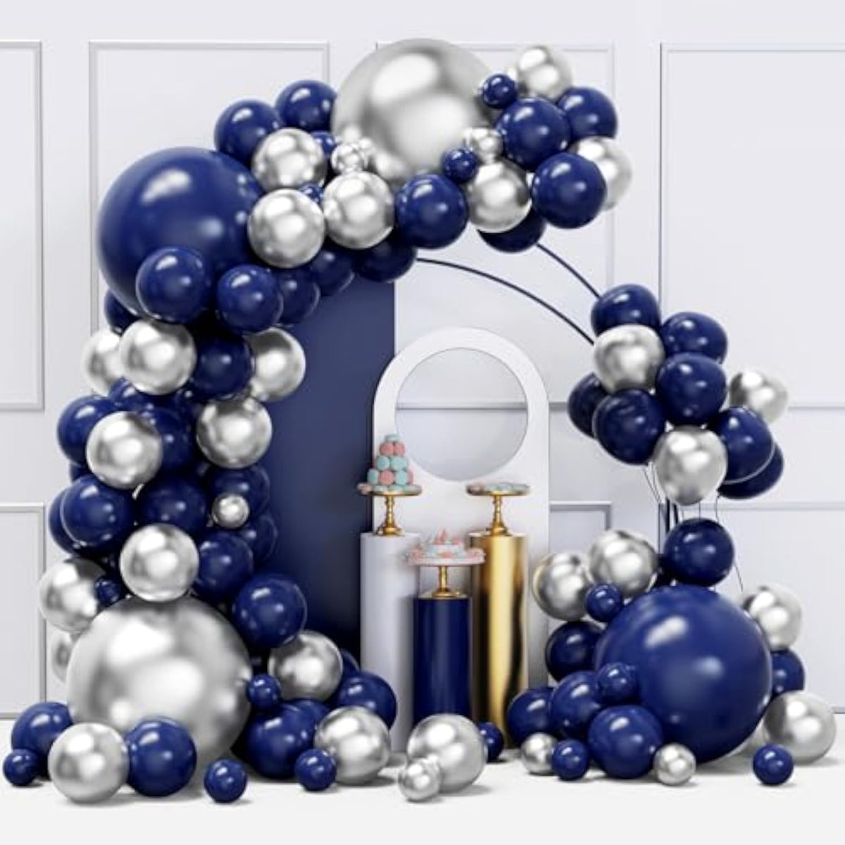 134pcs Blue & Silver Balloon Garland Kit for Parties, Baby Showers  More