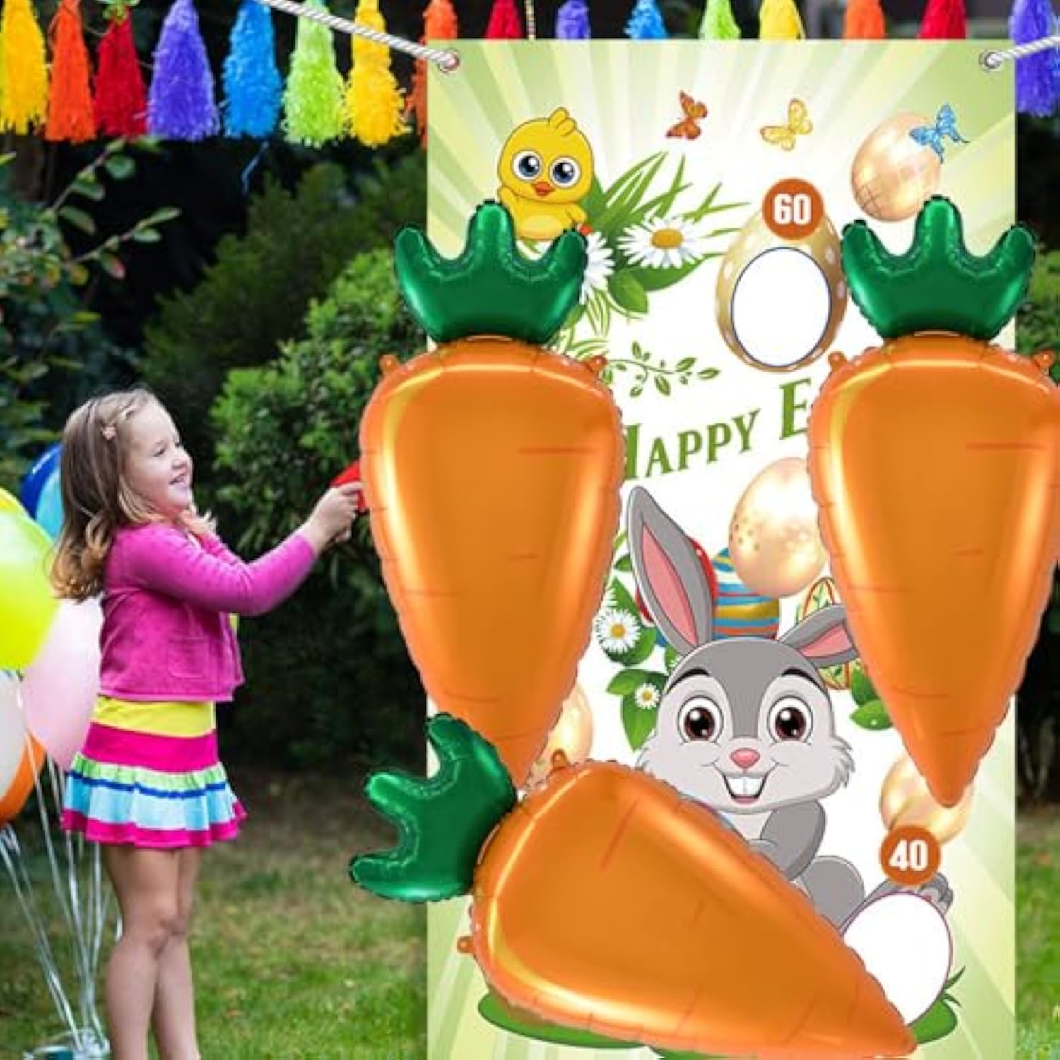 3-Pc Carrot Foil Balloon Set Easter & Veggie Theme Party Decor