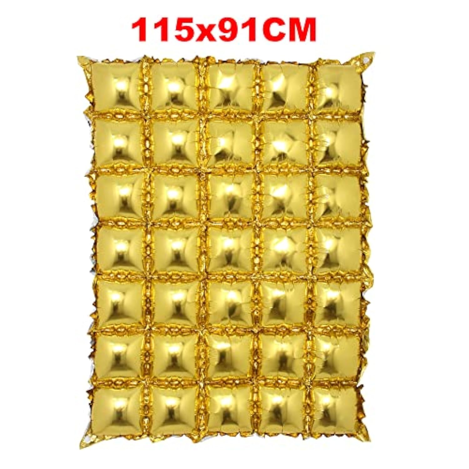 Diamond Block Shaped Metallic Tinsel Foil Curtain Photo Booth Backdrop Balloon Wall Decoration For Wedding Birthday Christmas Graduation Party (5X7 Block Gold)