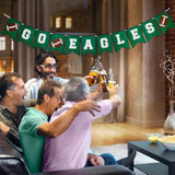 Go Eagles Banner - Football Game Day Decor, Green Felt Rectangular Banner