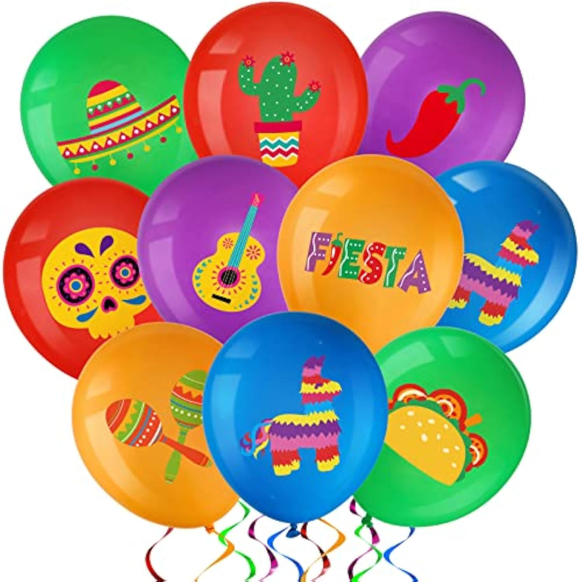 45Pcs Fiesta Balloons Mexican Party Balloons Fiesta Taco Balloons Cinc