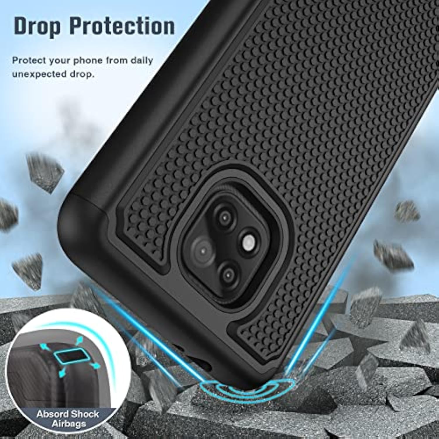 For Motorola Moto G Power 2021 Case: Dual Layer Protective Heavy Duty Cell Phone Cover Shockproof Rugged With Non Slip Textured Back - Military Protection Bumper Tough - 6.6Inch (Matte Black)