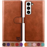 For Samsung Galaxy S22 With Rfid Blocking Leather Wallet Case Credit Card Holder,Flip Folio Book Phone Case Shockproof Cover Women Men For Samsung S22 Case Wallet Light Brown