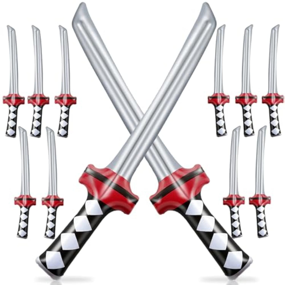 12 Pcs Inflatable Ninja Samurai Sword, Inflated Katana Sword Toy, Blow Up Ninja Swords For Party Favors Cosplay Samurai Theme Party