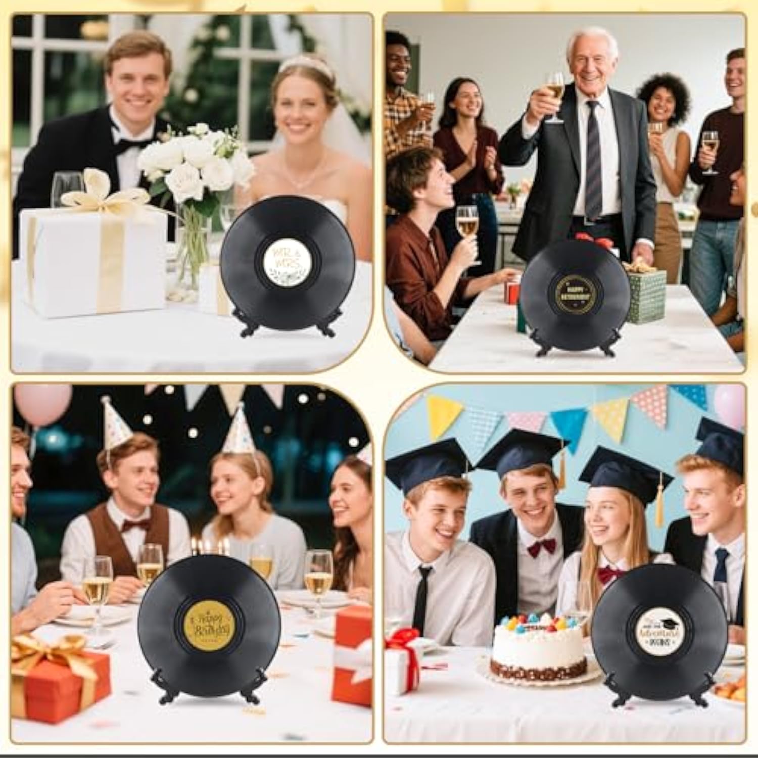 1 Pcs Retro Vinyl Record Guest Book For Party, Sign-In Board With 14 Pens & 6 Decorative Stickers, Birthday, Graduation, Retirement Guest Book Decor