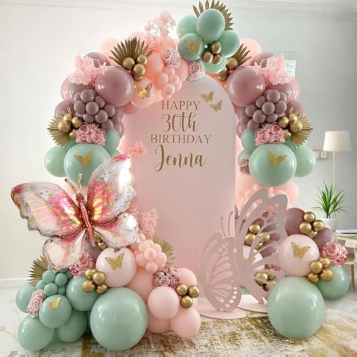 Spring Butterfly Balloon Arch Kit,137Pcs Pastel Pink Green Gold Balloon Garland With 3D Butterfly Stickers,Big Butterfly Foil Balloon For Girls Fairy Birthday Bridal Baby Shower Tea Party Decoration
