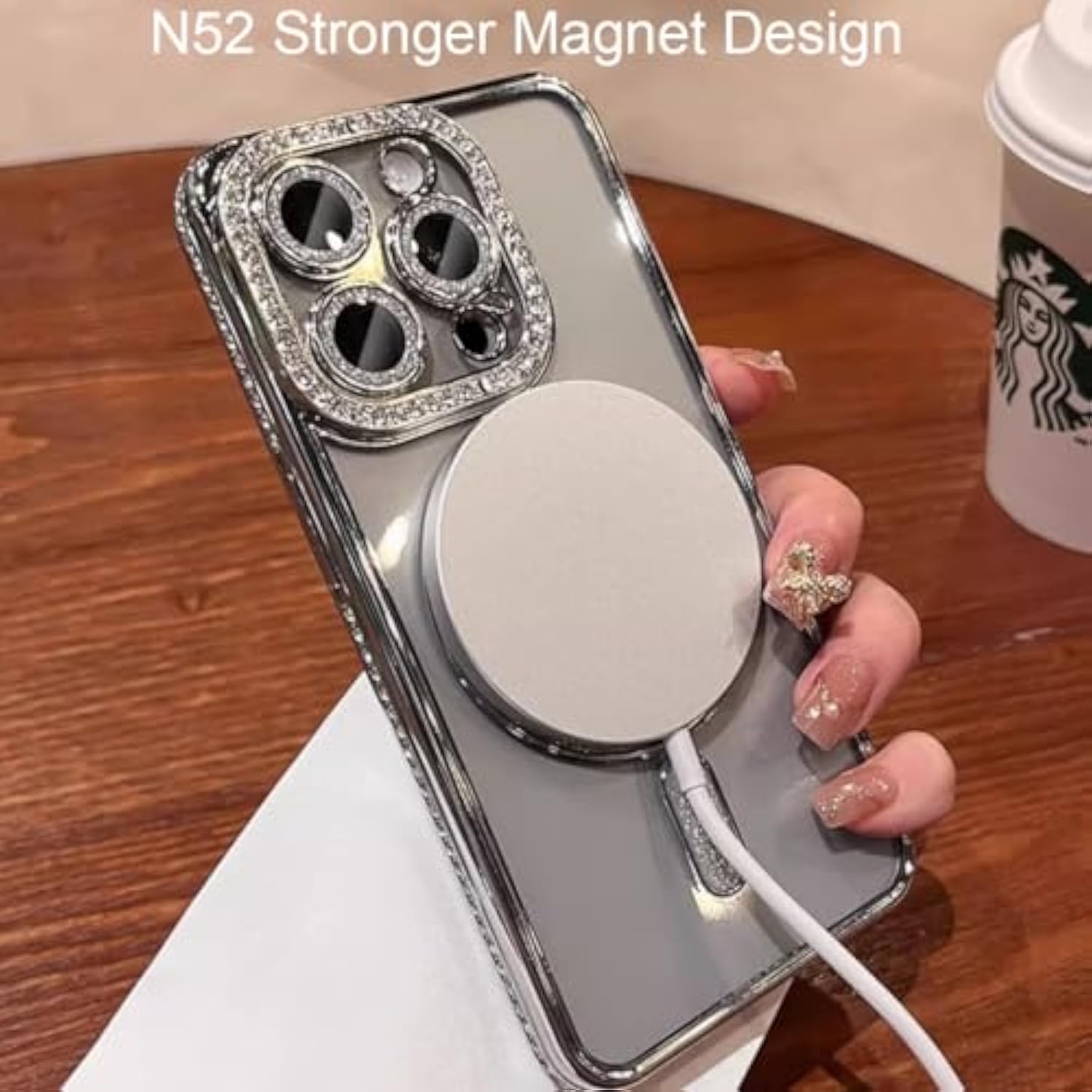 Magnetic Clear Glitter Case For Iphone 16 Plus, [Compatible With Magsafe] Luxury Bling Sparkly Diamond With Camera Protector Tpu Plating Bumper Women Girls Case For Iphone 16 Plus 6.7", Pink