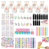 196Pcs Unicorn Party Favors Party Supplies Keychain Slap Bracelet Tattoo Sticker Goodie Bag Stuffers, Unicorn Pinata Filler For Girl Kid Birthday Pary