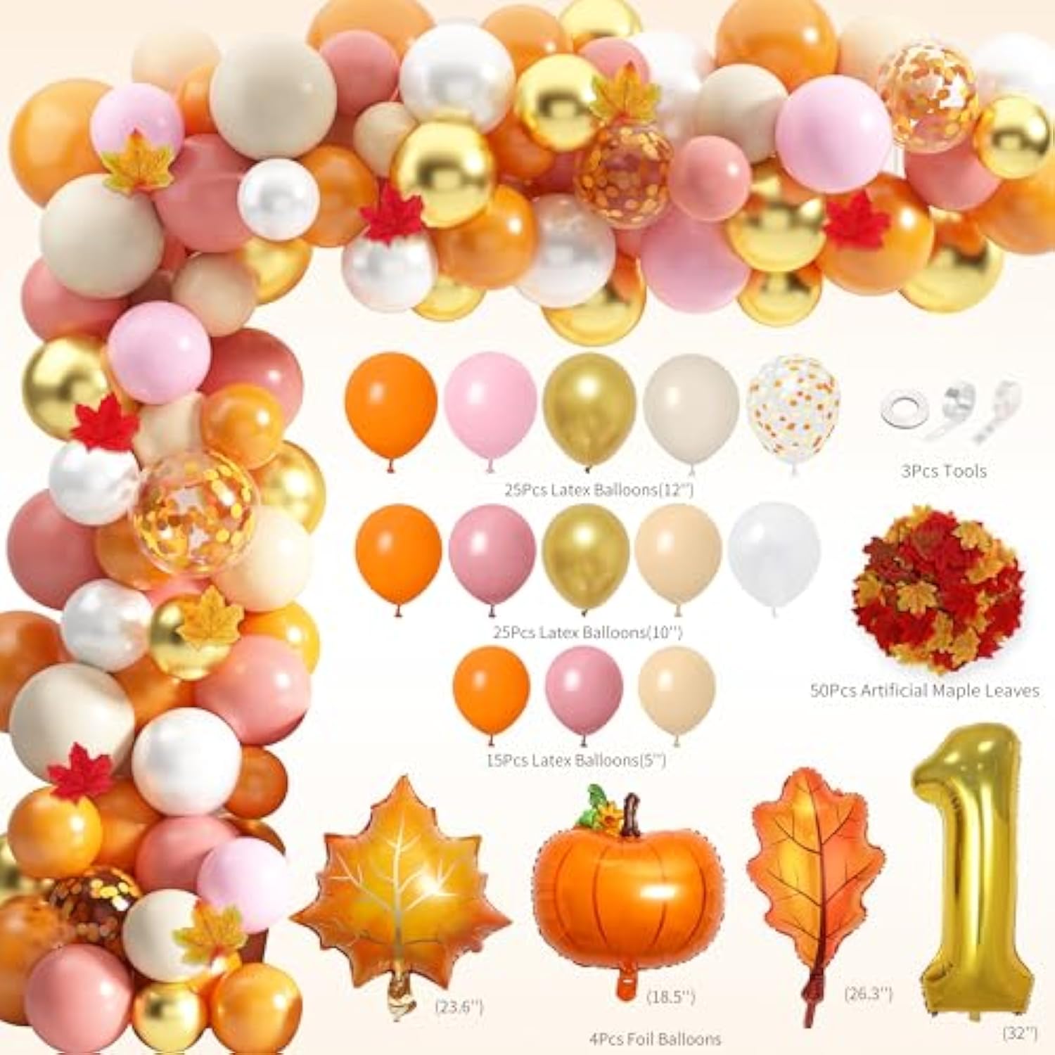 Little Pumpkin 1st Birthday Party Decorations Fall Balloons Garland Arch Kit Banner Tablecloth