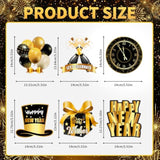 12pc Black Gold Happy New Year 2026 Hanging Swirls Party Decorations