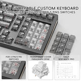 Ky98 Wireless Mechanical Keyboard With Transparent Keycaps,Full Aluminum Cnc,Hot-Swappable,Pre-Lubed Linear Switches,Gasket Structure,Rgb Backlit,Oled Screen,Bt5.0/2.4G/Usb-C Wired (Black)