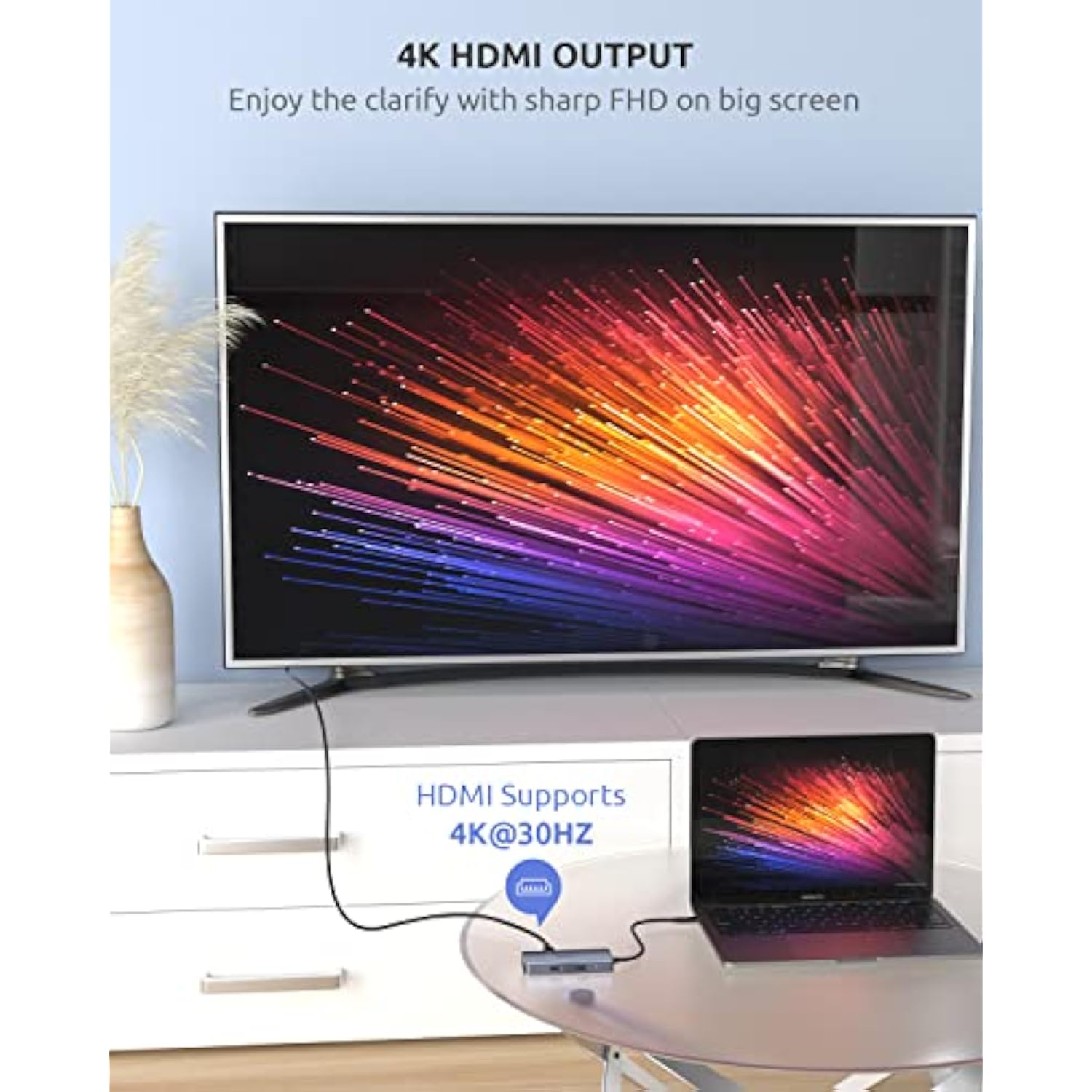 Usb C Hub, Docking Station, 6-In-1 Usb C Adapter, 4K Hdmi Multiport Dongle, Wi
