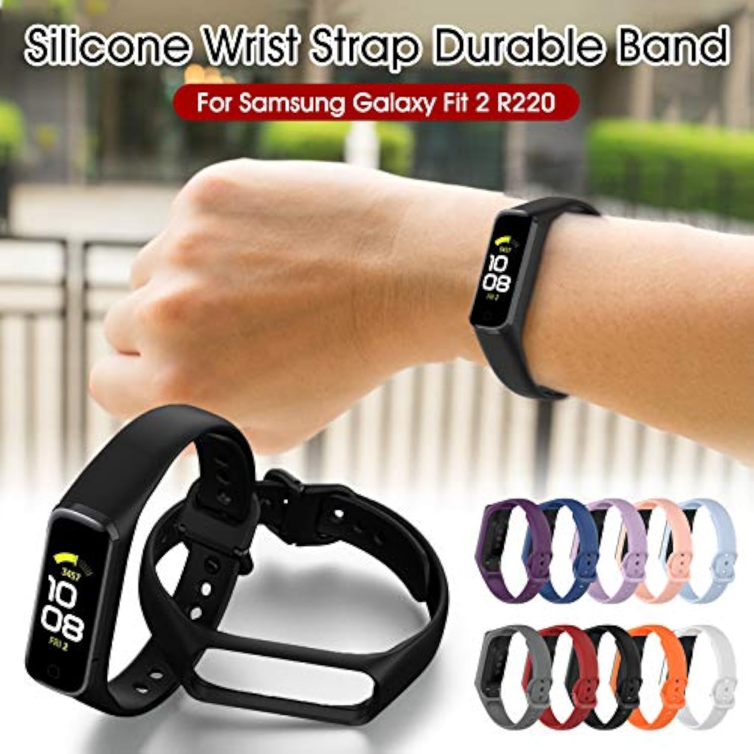7 Pack Bands & Charger Compatible With Samsung Galaxy Fit 2 Band For Women Men, Soft Silicone Replacement Straps Wristbands Accessories For Samsung Galaxy Fit2