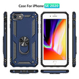 For Iphone Se Case 2022/2020/3Rd/2Rd: Iphone 8/7 Case With Hd Screen Protector, [Military Grade 16Ft. Drop Tested] Ring Shockproof Protective Phone Case For Iphone 8/7,Blue