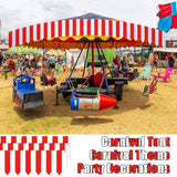 Carnival Tent Circus Theme Party Decorations White And Red Striped Circus Awning Decor 3D Awning Circus Tent Canopy For Mardi Gras Theme Party Decor, 9.84 X 78.74 Inch(9 Pcs)