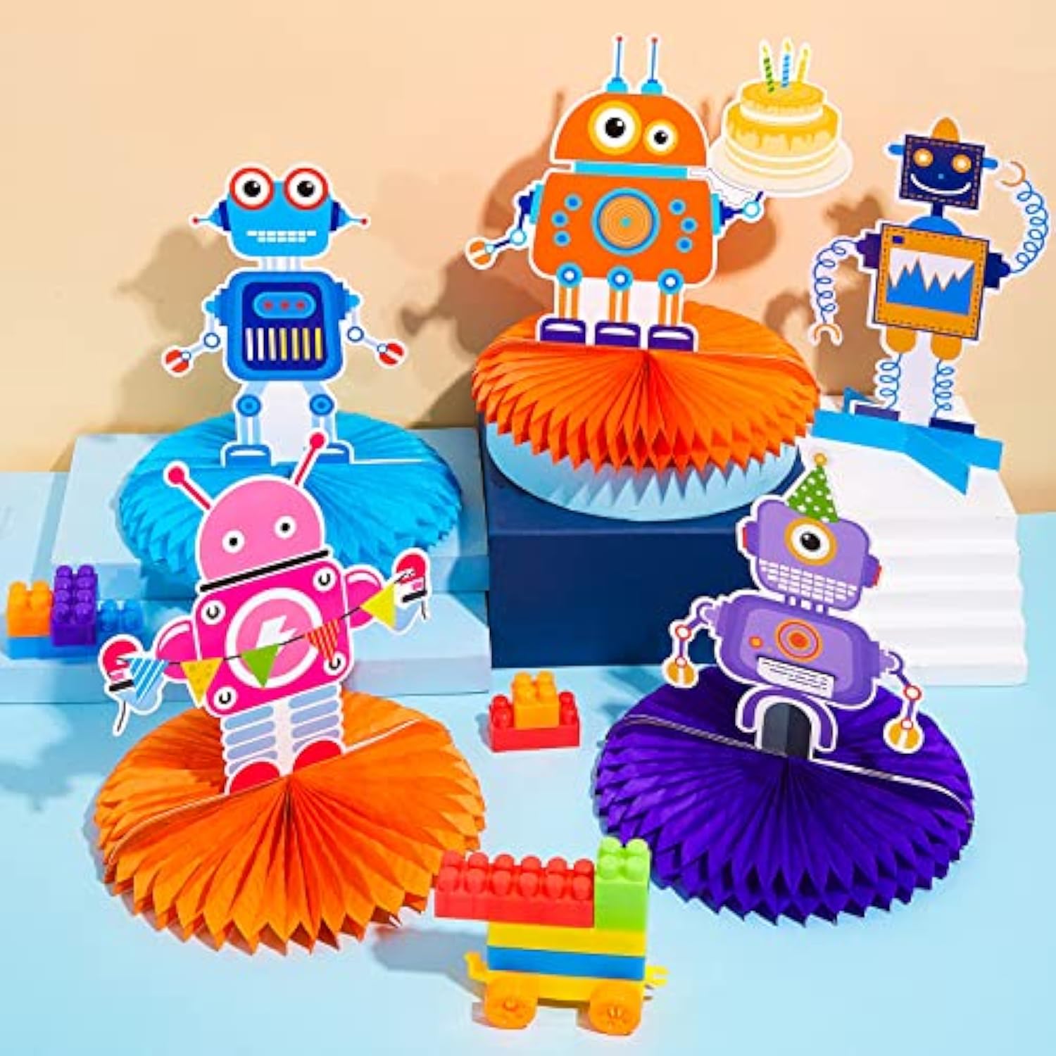 12 Pieces Robot Birthday Party Supplies Robot Party Honeycomb Centerpi