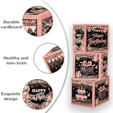 Rose Gold Birthday Party Decorations Kit For Women,4Pcs Birthday Decorations For Women Girls Black And Pink Balloon Boxes Birthday Party Favors