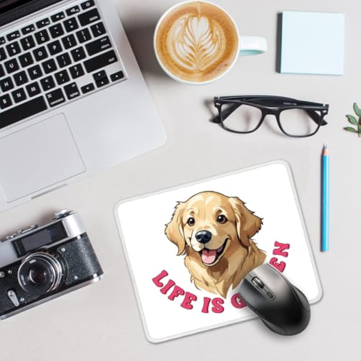 Life Is Golden Funny Mouse Pad For Desk, New Dog Owner Gifts, English Retriever Gifts, Golden Retriever Mom Gifts For Dog Mom, Dog Lover Gifts, Office Gifts For Coworker
