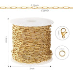5M Gold Plated Necklace Chain For Jewelry Making 304 Stainless Steel Paperclip Chain Roll With Lobster Clasps And Jump Rings For Men Women Making Jewelry Craft Support Jewelry Findings