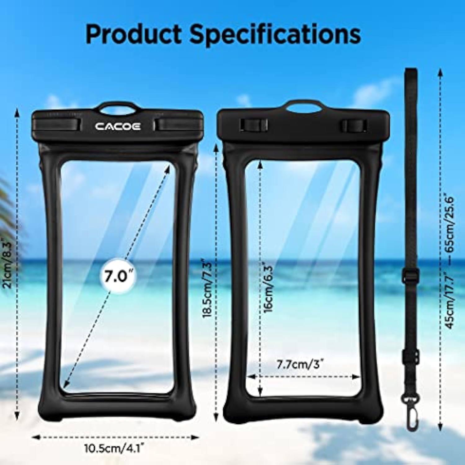 [Floatable] Floating Universal Ipx8 Waterproof Phone Case 2 Pack-Up To 7.0",Adjustable Lanyard Phone Pouch,Cellphone Dry Bags For Vacation Beach Pool Kayak Cruise Travel Essentials?Black+Green?