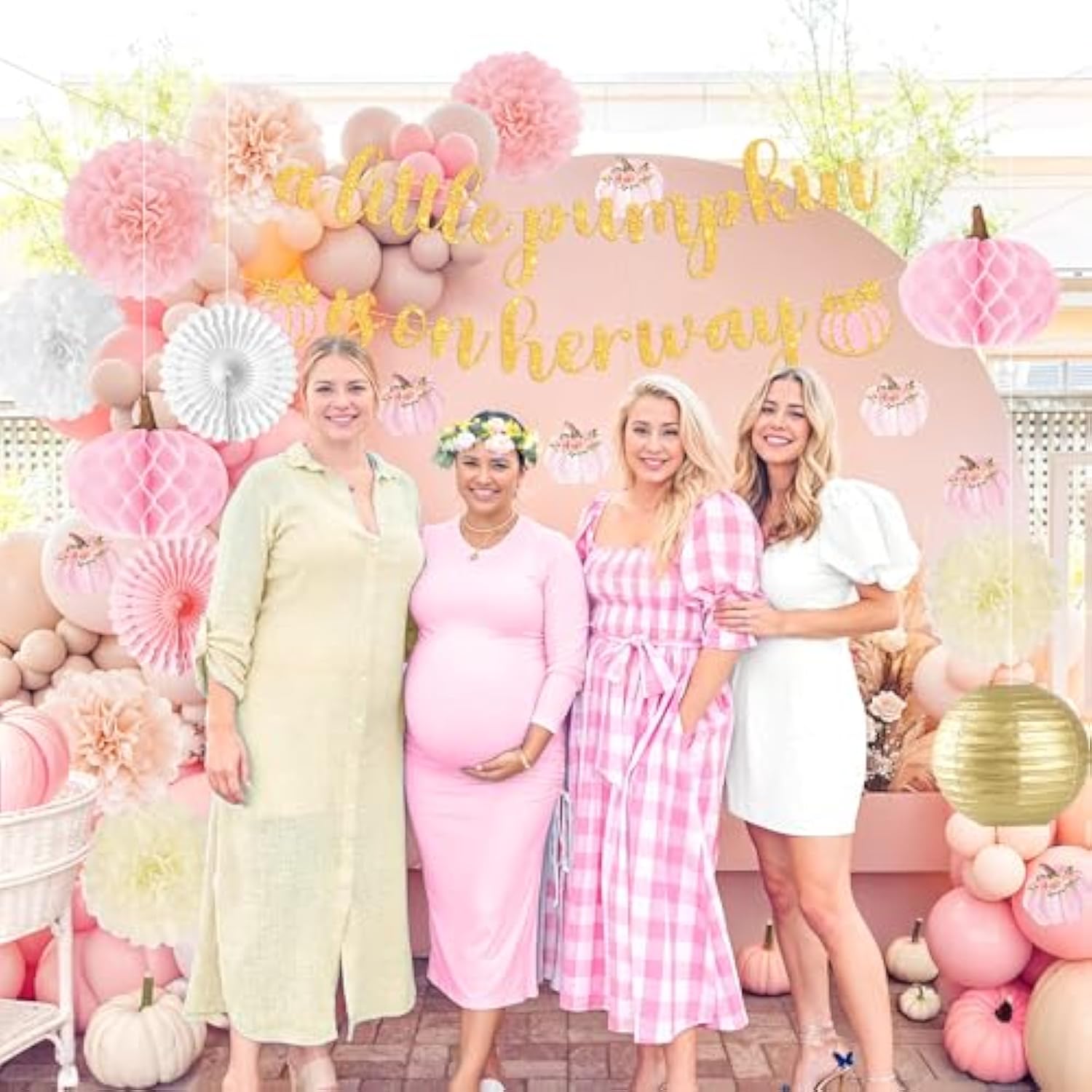 Little Pumpkin Baby Shower Decorations For Girl 15 Pcs Pink Fall Baby Shower Decorations With A Little Pumpkin Is On Her Way Banner, Tissue Pom-Poms, Paper Lantern For It'S A Girl Party