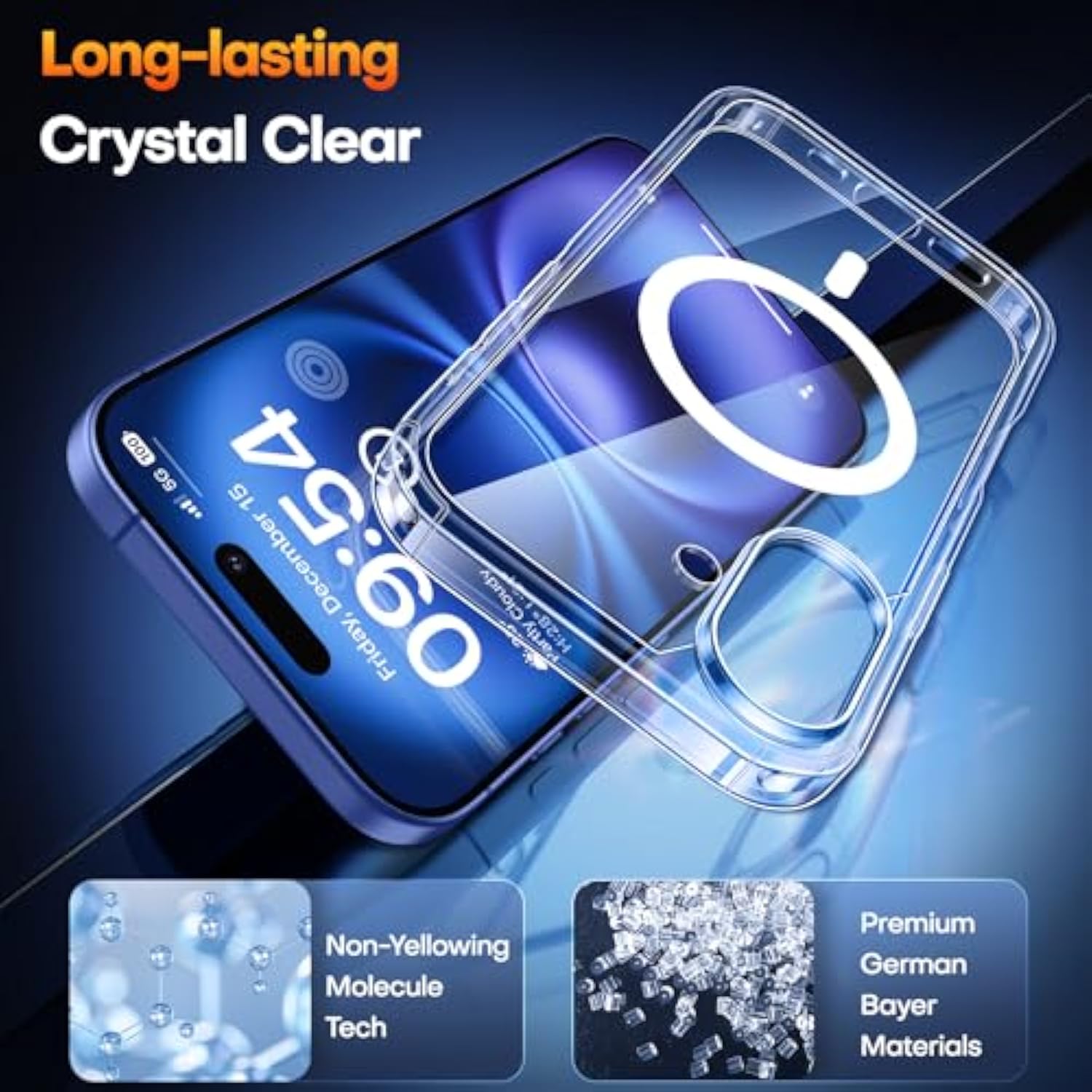 3 In 1 For Iphone 16 Case, Compatible With Magsafe [Anti-Yellowing] With 2X Screen Protectors, -Grade Protection, Shockproof Slim Magnetic Phone Case For Iphone 16 6.1", Clear