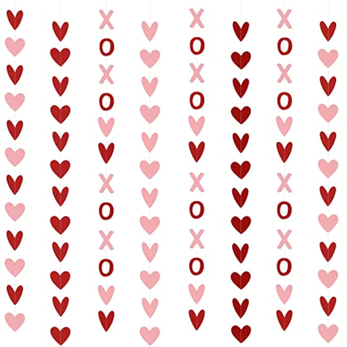 8Pcs Xoxo Garland Xoxo Banner Red And Pink, Valentines Hanging Heart G