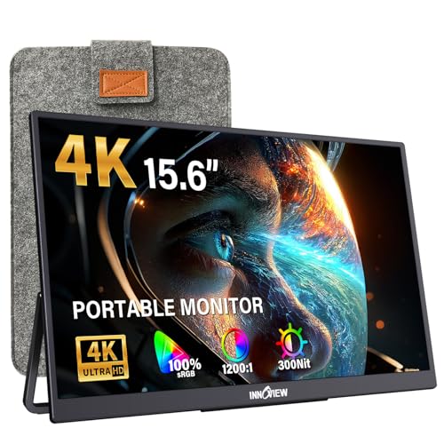 15.6 Inch Portable Monitor 4K Uhd 3840X2160 | 100% Srgb Hdr | External Monitor With 2 Usb-C & Hdmi Ports | Travel Second Monitor For Laptop Mac Pc Xbox Ps5 Switch (Includes Adapter)