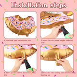 8Pcs Donut Foil Balloons Donut Theme Birthday Party Decorations Doughnut Mylar Aluminum Balloons Pink For Kids Baby Shower Party Anniversary Wedding Supplies