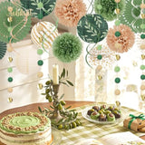 Sage Green Party Decorations Kit For Birthday,Paper Decor With Flower,Lantern,Party Garland,Streamers For Netural Baby Shower,Bridal Shower,Boho Wedding,Bachelorette,Woodland Theme Parties