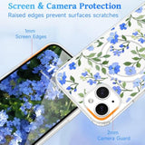 Magnetic Clear Case for iPhone 15, Pretty Blue Flower Design