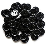 5/8 Inch 4 Holes Black Buttons 15Mm Sewing Round Button For Craft Pack