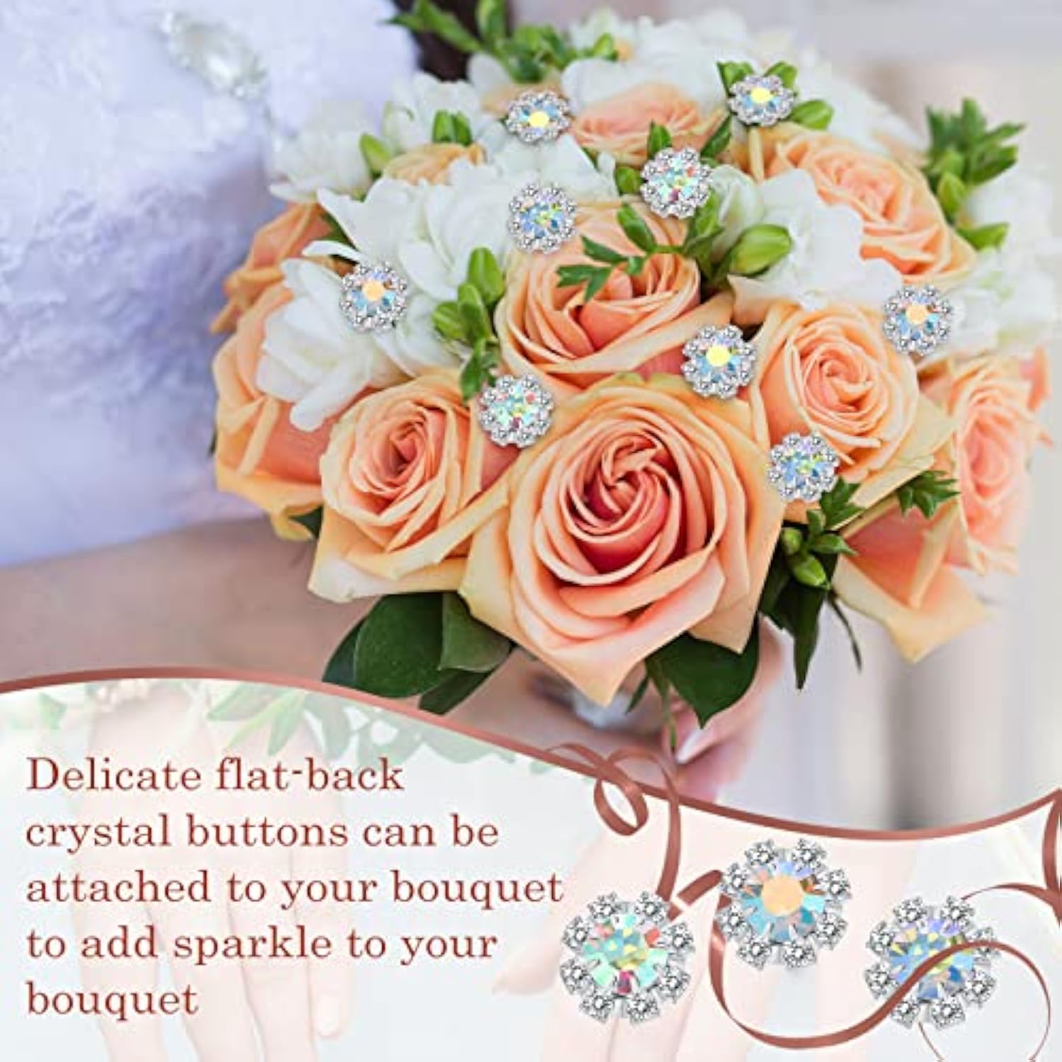 100 Pack 10 Mm Rhinestone Embellishments Flatback Flower Crystal Butto